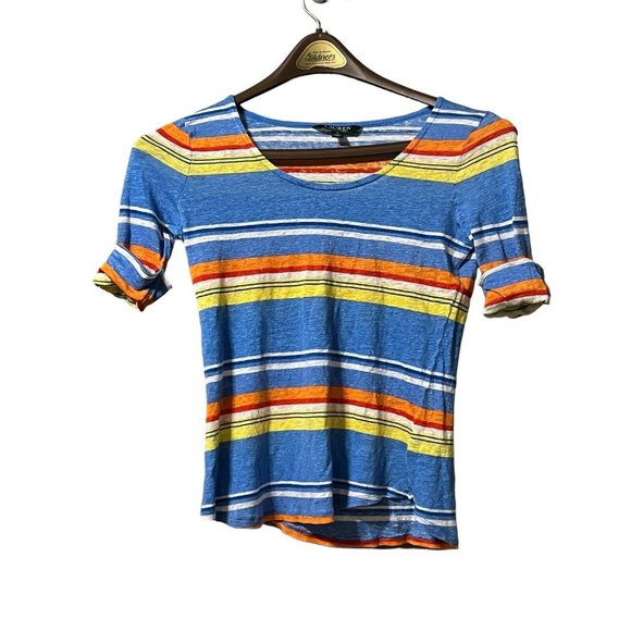 Lauren Ralph Lauren LRL Womens Multicolor Striped Boat Neck Shirt Size Small - Picture 1 of 5